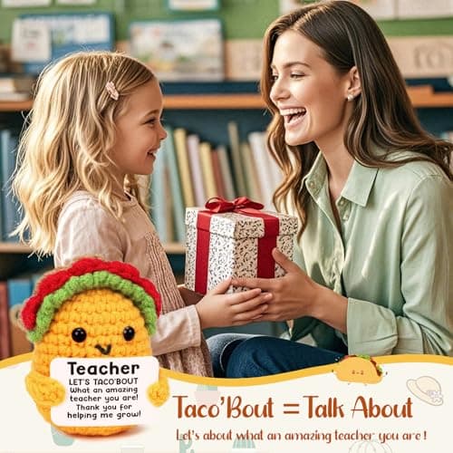 Teacher Valentine Easter Gifts Teacher Appreciation Week Thank You Going Away Farewell Gifts for Women Get Well Birthday Valetines Gift for Teachers Female Mini Cute Teacher Gift Positive Taco Crochet - Thumbnail 5