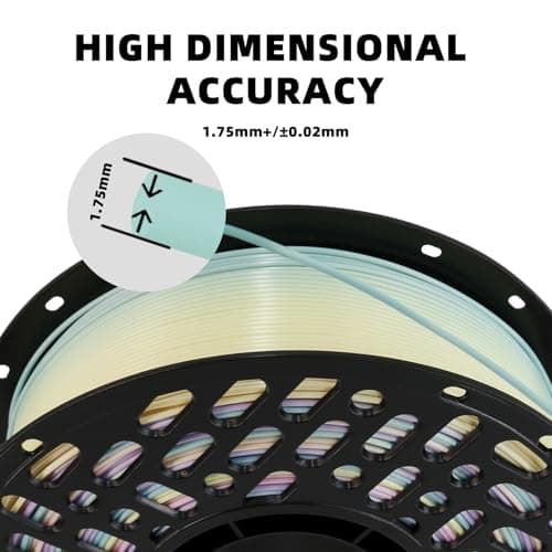 250G Rainbow Silk PLA Filament 1.75mm Color Changing, Multicolor 3D Printer Filament, ±0.02mm Precision, Neatly Wound, High‑Speed Printing for Bambu Lab P1S, A1, X1 & FDM Printers - Thumbnail 4