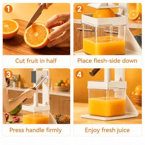 Kundita Premium Aluminum Manual Citrus Juicer, Heavy Duty Hand Squeezer for Fresh Orange Lemon Lime Juice, Perfect for Health Enthusiasts & Home Wellness Kitchens, White - Thumbnail 6