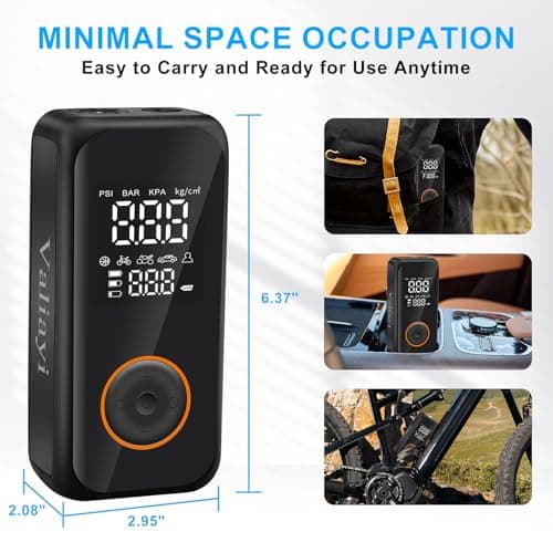 Tire Inflator Portable Air Compressor,Cordless Bike Pump with Digital Pressure Gauge&LED Light,150PSI Car Inflation with Auto Shutoff Function,Portable Air Pump for car ,Motorcycles ,Bikes, Balls - Thumbnail 6