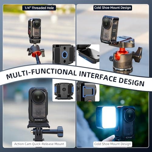 Flymile Magnetic Mount Stand for DJI Nano, Metal Cage Case Aluminum Frame Clamp Desk Base with Silicone Lens Cap, Quick Release Adapter with Cold Shoe & 1/4" Threads for DJI Osmo Nano Accessories - Thumbnail 5