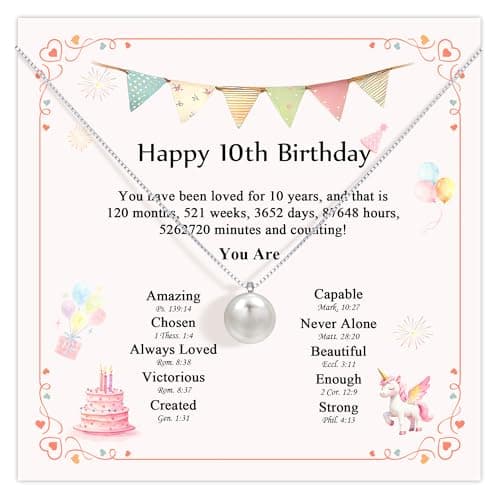 Pearl Necklaces Birthday Gifts for Girls - 925 Sterling Silver Single Freshwater Pendant Jewelry Adjustable Chain Sweet Dainty Trendy with Card Beauty Meaningful Present for Teen Girl (10 Years Old)