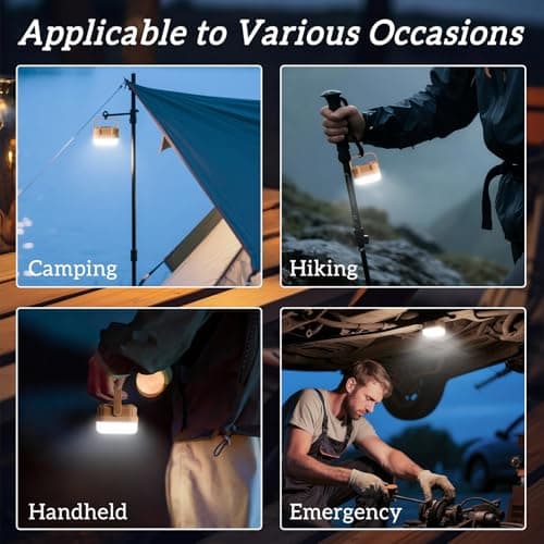 4 Packs Rechargeable Camping Lights LED Camping Lantern, 300LM, 3 Light Modes, Portable IP53 Waterproof Tent Lights for Camp, Outdoor,Hiking, Fishing,Emergency Outage - Thumbnail 6