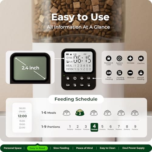 Frienhund Timed Automatic Cat Feeder 2 Cats with Slow Feed: Dual Automatic Dog Feeder with Information Visualization, Programmable Auto Cat Food Dispenser for Multiple Pets,Detachable for Clean-29 Cup - Thumbnail 3