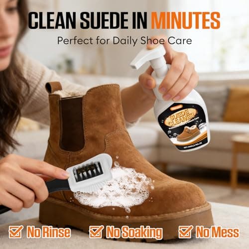 Nanoxa Suede Shoe Cleaner, No-Rinse Suede and Nubuck Cleaner Removes Dirt & Stains, Suede Shoe Cleaning Kit with Brush & Towel for Suede, Nubuck, Boots, Sneakers - Thumbnail 4