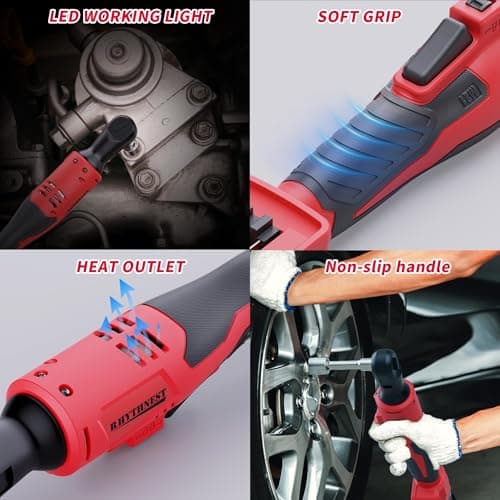 3/8" Cordless Ratchet Wrench Compatible with Milwaukee M18 Battery,42Ft-Lbs Torque Electric Ratchet Set with 220RPM Variable Speed Trigger,8 Sockets,1/4" and 1/2" Adapters,3" Extension Bar(Tool Only) - Thumbnail 6