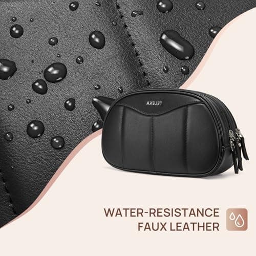 Telena Medium Makeup Bag, Travel Make Up Bag for Women, Vegan Leather Cosmetic Bag for Travel Essentials - Thumbnail 4