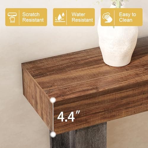 Tarnorci 55'' Behind Couch Table, Farmhouse Wood Console Tables for Entryway U-Shape Narrow Sofa Table for Living Room Bedroom Foyer - Thumbnail 6