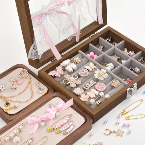 yuboo 258 Pcs Pink Shoe Charms for Sneakers-Pink Bow Pearl Lace Letter Bear Butterfly Jewelry Pins Junk Socks Charm Set, Stylish DIY Shoe Decorative Sneaker Charms for Laces, Shoes, Bags, Socks, Hat - Thumbnail 6