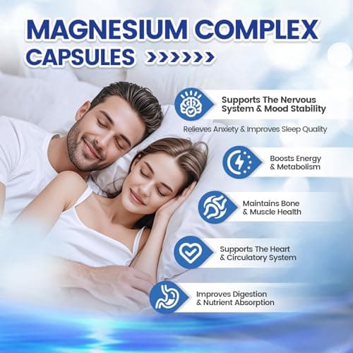 1000mg Magnesium Complex Capsules, 8-in-1 Magnesium Glycinate, Citrate, Malate, Taurate, Oxide, Carbonate, Aspartate, Orotate - 240 Capsules - Thumbnail 2