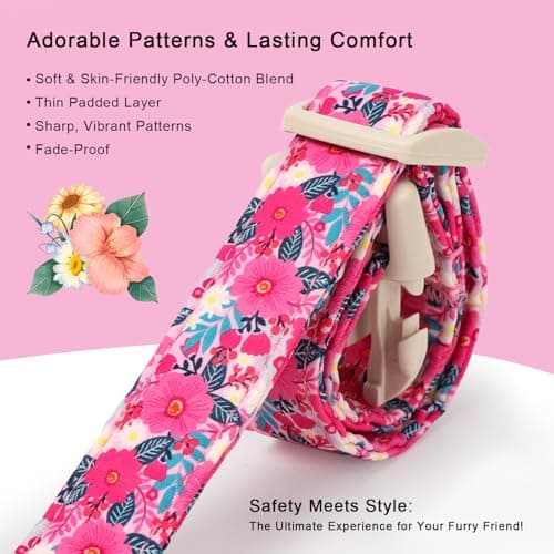 Babole Pet Summer Floral Dog Collar Girl Dog Collars for Giant Large Dogs - Lightweight Adjustable Hot Pink Boho Female Dogs Everyday Collar with Safety Buckel XL - Thumbnail 4
