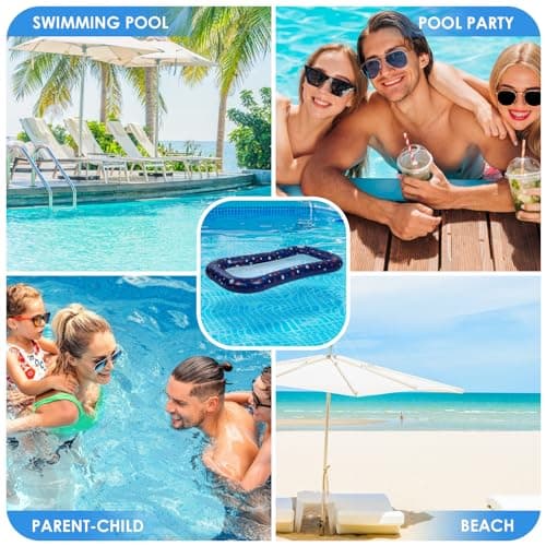 POORAFTERS Pear White Ultra-Comfort Cooling Pool Float Lounge Extra-Large Fabric-Covered Inflatable Raft with Cup Holder Floating Lounger for Adults Beach Pool Lake Parties Summer Relaxation Essential - Thumbnail 6