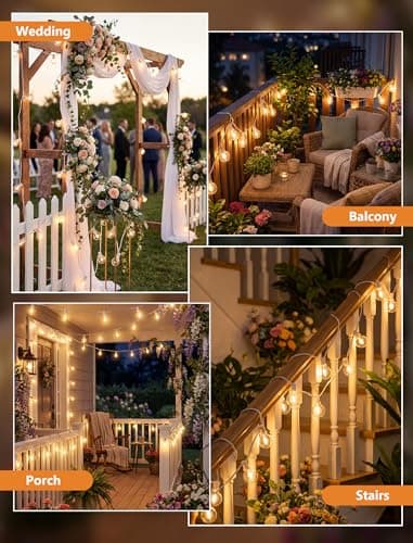 25Ft LED Outdoor String Lights, G40 Globe Patio String Lights Waterproof with 27 Shatterproof Bulbs, Hanging Outdoor Lights for Backyard Garden Bistro Wedding Party Christmas Decorations, White - Thumbnail 6