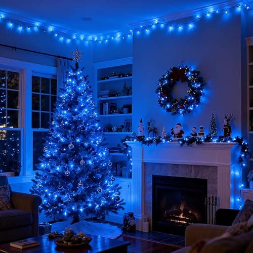 VTECHOLOGY 500 LED Blue Christmas Tree Light Plug in,Connectable 170ft String Lights with 8Modes UL Certified Outdoor Indoor for Halloween Holiday Bedroom Party Decor - Thumbnail 5