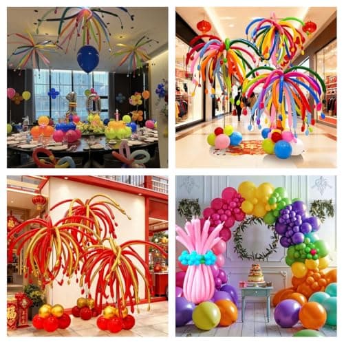 KAIQIZON 228 pcs Balloon Arch Kit with Glue Got Ribbon Stand Strip, Assorted Rainbow Latex Metallic Clear Confetti Long Animal Rocket Balloon for Birthday Graduation Party Wedding Decorations - Thumbnail 4