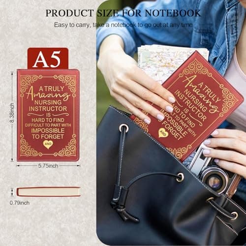 QDWXDEL Nurses Week Gifts,A5 Hardcover Leather Journal for Women - 200 Pages Premium Paper Notebook, Nurse Journal Notebook for School, Work (Nurse Red) - Thumbnail 2