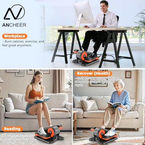 ANCHEER Under Desk Elliptical Machine, Foot Exerciser While Sitting , Ellipse Leg Exerciser for Seniors with 12 Adjustable Speeds, Exercise Equipment for Home,Orange - Thumbnail 4