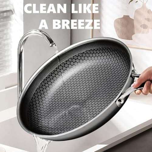 OATOFP Non Stick Frying Pans 12 inch, Hybrid Frying Skillets Nonstick,non stick Stainless Steel Pans, Dishwasher and Oven-Safe Chef Pan, Induction Compatible Cooking Pan, PFOA Free Cookware - Thumbnail 4