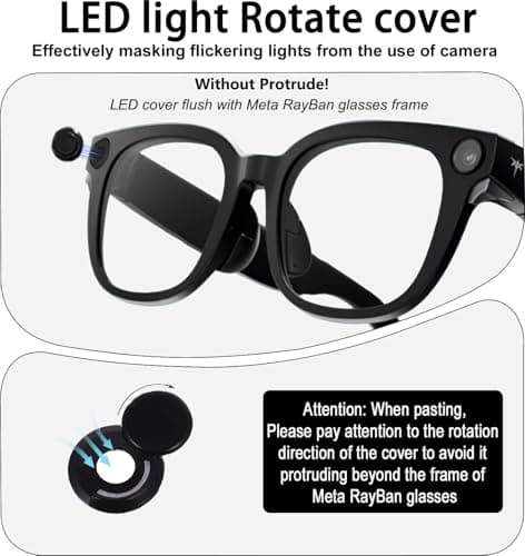 LED light cover blocker for Ray Ban Meta gen2 &1 smart glasses accessories, Wayfarer,Skyler,Headliner,Oakley Meta HSTN camera cover, rotating cover without frequent removal(1 PCS) - Thumbnail 2