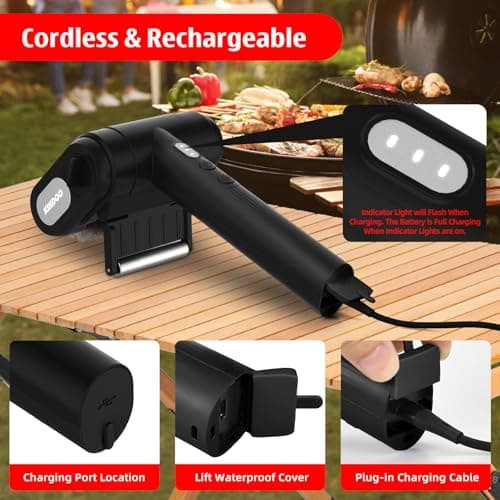 Electric Rechargeable Grill Brush,Grill Cleaner for Outdoor Grill with 800 RPM Motor - Bristle Stainless Steel Grill Cleaner with LED Light for BBQ, Heavy Duty Grill Cleaning Tool（Black） - Thumbnail 6