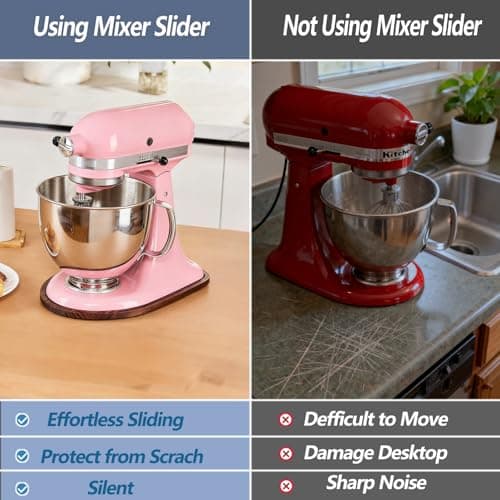 Mixer Slider Compatible with KitchenAid 4.5-5 Qt Tilt-Head Stand Mixer, Pine Wood Appliance Sliding Mat Accessories for Kitchen Aid, Countertop Moving Tray Attachments Fits for KitchenAid Artisan - Thumbnail 5