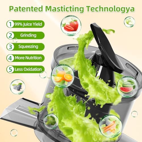 ​Budsom Cold Press Juicer Machine: 300W Slow Masticating Juicer for Whole Fruits & Vegetables, 5.3" Wide Feed Chute, High Juice Yield, Easy to Clean, Quiet 55 RPM, Juice Extractor for Home & Kitchen - Thumbnail 3
