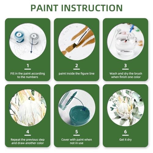 Ginkko Framed Paint by Number Kits for Adults, Beginners & Kids Ages 8-12, 8×12 Inch Flower DIY Acrylic Canvas Painting with Paints & Brushes, Original Art Decor Gift for Home Wall - Thumbnail 4