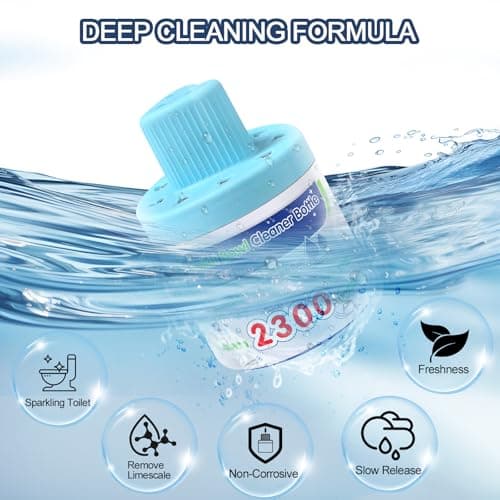 Msvvko Toilet Bowl Cleaners, Blue Cleaner Tablets in Bottle, Deodorizes, Freshens Odors, Drops Into Toilet Tank, Long Lasting Slow Release, Septic tank safety - 3 packs - Thumbnail 5