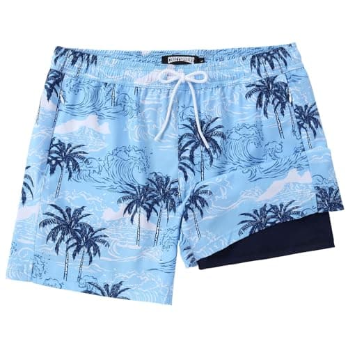 CoozySphere 5 Inch Men Swim Trunks with Compression Breathable Liner Quick Dry Zipper Pockets for Water Beach Travel Cruise M - Image 1