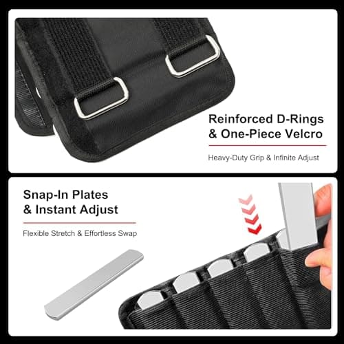 ELEAMY Adjustable Ankle Weights 1-8/15 LBS 1 Pair, Leg Weights for Men Women with Removable Steel Plates, Ankle Weights for Walking Running Yoga Swimming Gym Home Workout Rehabilitation Training (Black, 8.0 Pounds) - Thumbnail 5