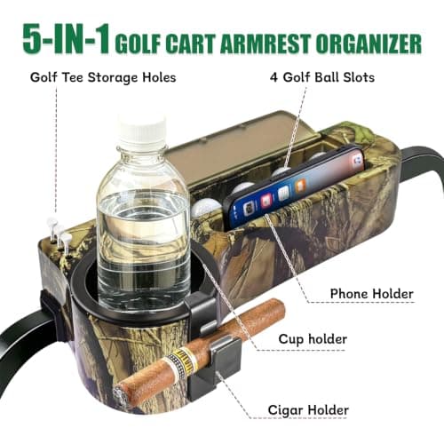 ProCartFit 4th Gen Upgrade Golf Cart Rear Seat Armrest with Cup Holder, UV-Proof Golf Cart Accessories for EZGO, Club Car, Yamaha, All-in-One Arm Rest Fit 1"/1.25" Square Tube, No Drilling - Thumbnail 3