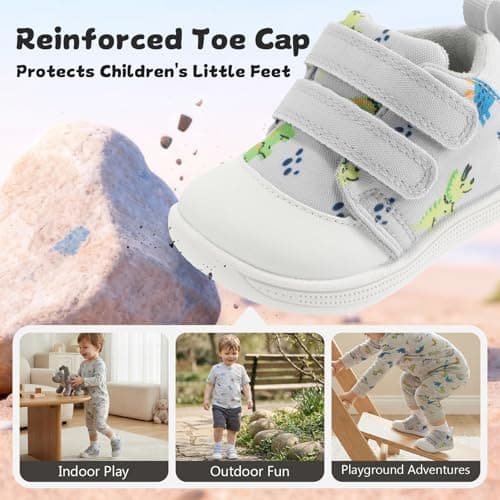 noorkiz Baby Wide Toe Box First Walking Shoes Toddler Barefoot Boys Shoe 6 12 18 24 Months Non-Slip Flexible Easy on & Off Breathable Causl Infant Sneakers Daycare Outdoor Light Grey Infant Size 4 - Thumbnail 6