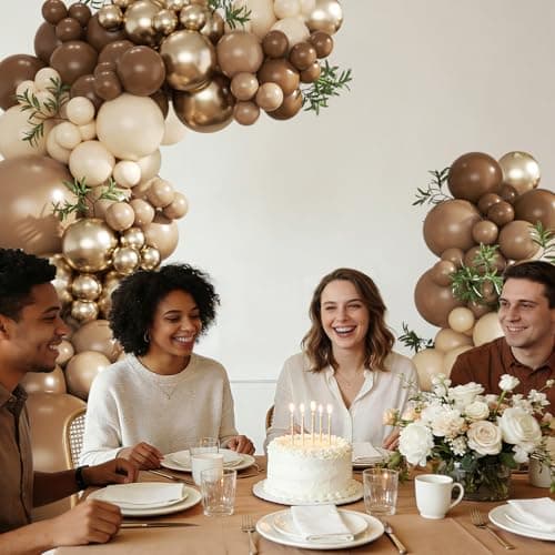 Brown Balloon Arch Kit, 124Pcs Brown Nude Beige Gold Balloons for Bear Baby Shower Coffee Themed Birthday Party Wedding Bridal Shower Engagement Party Decorations - Thumbnail 6