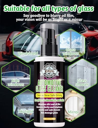 Kingvo Car Glass Cleaner Spray, Windshield Washer Fluid,Car Window Cleaner Auto Detailing Supplies Shower Door Water Spot Remover Washing Kit,100g - Thumbnail 6