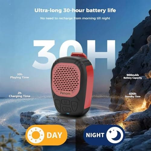 Wearable Bluetooth Speaker, Water-Resistant Portable Speaker Bluetooth (Non-Magnetic) Built in Mic for Hands-Free/Call, Suitable for Indoor & Outdoor Use Update Version (Orange) - Thumbnail 2