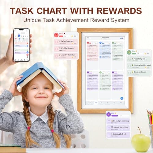 EMOLENDAR Digital Calendar,15.6 Inch Smart Wifi Electronic Calendar with Wooden Frame, Full HD Touchscreen Display Picture Frame Calendar for Family Mom Schedules Planner Organizing-Wall & Desk Mountable - Thumbnail 4