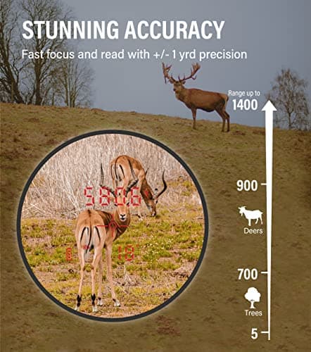 CoxiVision Hunting Range Finder 1400/2000/3000 Yards with Slope, 7X Magnification, Red OLED Display, BRD Mode, Angle Compensation, Scan Waterproof - Thumbnail 3