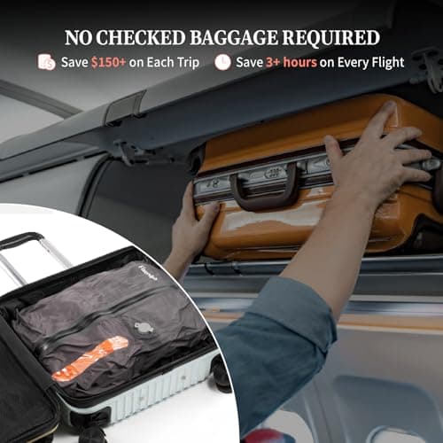 Vacuum Compression Bags for Travel with Electric Pump, Space Saver Vacuum Seal Bags for Clothing with IPX8 Waterproof Zipper, Reusable & No Odor for Suitcase and Backpack, Gray (2PC+Pump) - Thumbnail 4