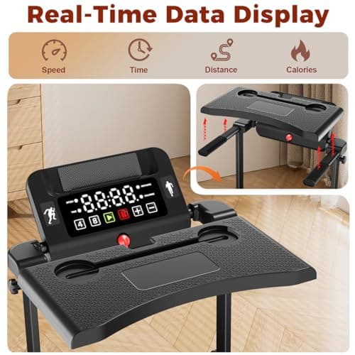 Advzon Treadmills for Home, Quiet Walking Pad Treadmill with 8% Incline, Foldable Electric Treadmill with Desk, 300lbs Weight Capacity Walking, Jogging, Running for Home Office - Thumbnail 4