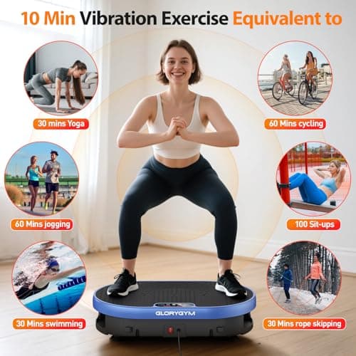 Vibration Plate Exercise Machine for Body Shaker Machine & Weight Loss, Shake Plate with Resistance Bands, 120 Speed Levels, Remote Control, Full Body Workout, Compact Home Gym Equipment - Thumbnail 2