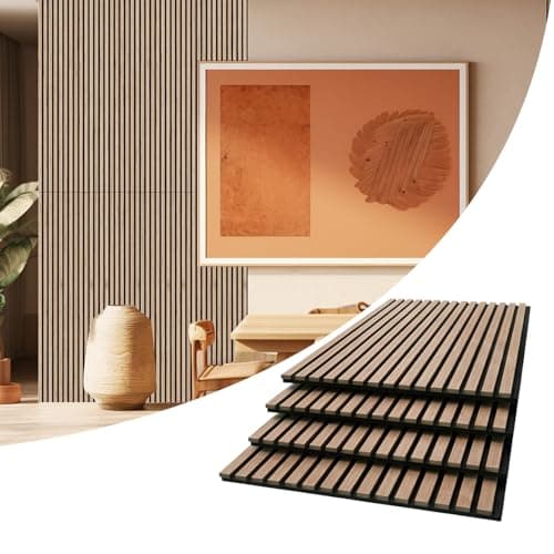 AKUMAX 4 Pack Acoustic Panels,Wood Slat for Wall and Ceiling-Art Acoustic Foam Panels 96x24Inches 3D Wall Panels High Density Sound Dampening Panels (Walnut, 4pcs-24in*48in)