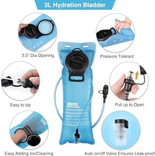 NOOLA Hydration Backpack, Insulated Hiking Water Backpack with 3L TPU Water Bladder for Men Women, Running Hydration Pack Hydro Daypack for Hiking, Trail, Running, Marathons Race, Cycling, Navy Blue - Thumbnail 5