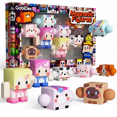 GobiDex 8PCS Magnetic Figures Playset Rotatable Animal & Character Toys for Kids, Toddlers Sensory Pretend Play Travel Toys Compatible with Magnet Blocks - Image 1