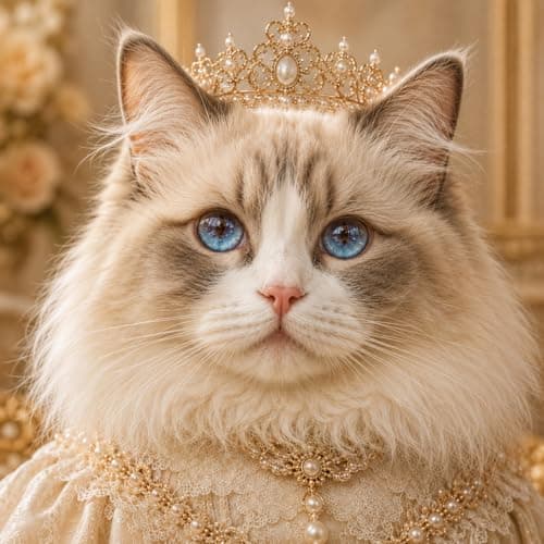 VYPEROCK Ragdoll Queen Canvas Wall Art, Elegant Royal Cat Portrait for Sophisticated Cozy Interiors, Luxury Pet Canvas Artwork for Living Room Bedroom, Made in USA, 36" L x 24" W - Thumbnail 3