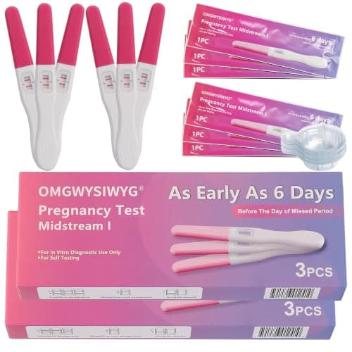 OMGWYSIWYG Pregnancy Test Early HCG Detection Sticks Over 99% Accuracy Home Pregnancy Test Individually Packed (6 Counts)