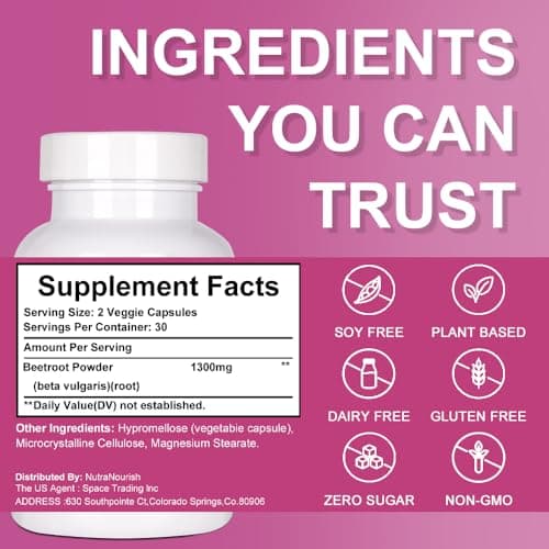 NutraNourish Beet Root Capsules Organic – 1300mg Beetroot Powder Supplement for Daily Wellness – 60 Vegan Nitrates to Support Energy - Thumbnail 2