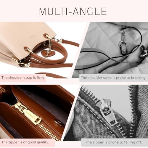 BASABELA Top-handle Purses and Handbags for Women, Vegan Leather Satchel Bag, Water Resistant Fashion Ladies Shoulder Tote Bag with Detachable Strap for Casual Travel Work Dating Shopping - Thumbnail 6