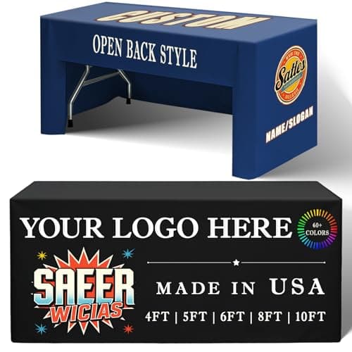 YOUYINYOU Custom Table Cloth 4/5/6/8/10FT Personalized Table Cloth with Logo for Business Tradeshow Company Events School Shop Church Anniversary Decoratio Other Important Events (6 FT Open Back) - Image 1