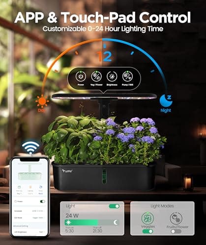 LETPOT LPH-Air Hydroponics Growing System Kits, APP & WiFi Controlled Smart Indoor Garden with 24W Grow Light Full Spectrum, 10 Pods Planter Indoor Gardening for Gifts, Kitchen, Vegetable (Black) - Thumbnail 3