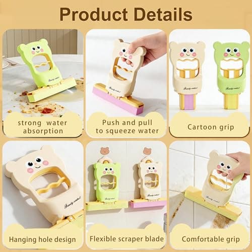 2-Pack Cute & Colorful Mini Foldable Desktop Mop Set for Kids - Fun, Portable Cleaning Tool for Kitchen Counters, Tables & More, Includes 2 Extra Sponge Heads - Thumbnail 5